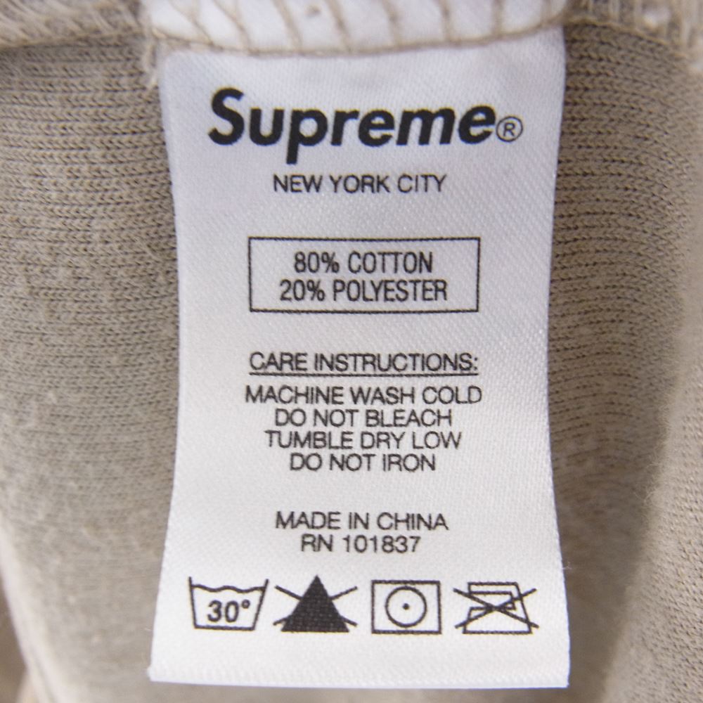 Supreme シュプリーム 21SS Bleached Velour Polo ブリーチ ベロア 長袖 ポロ シャツ ベージュ系 L【極上美品】【中古】