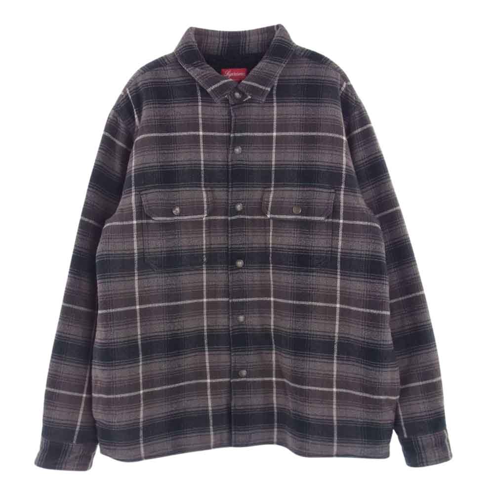 Supreme シュプリーム 22AW Shearling Lined Flannel Shirt シアリング ラインド フランネル シャツ  ブラウン系 L【美品】【中古】