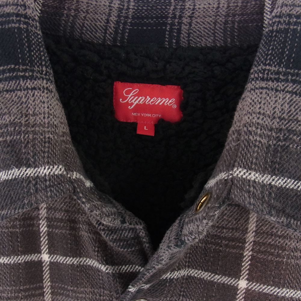 Supreme シュプリーム 22AW Shearling Lined Flannel Shirt シアリング ラインド フランネル シャツ  ブラウン系 L【美品】【中古】