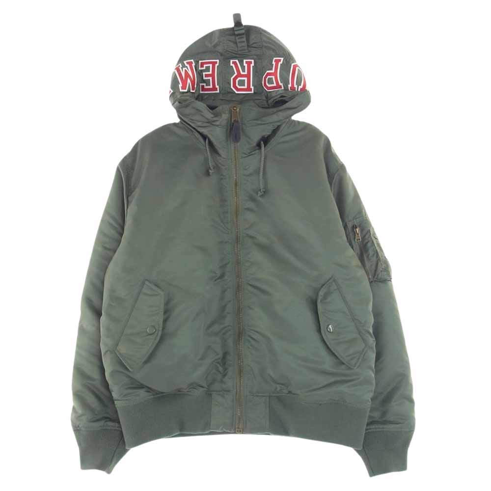 Supreme シュプリーム 21AW Hooded MA-1 フーディー MA1 ジャケット カーキ系 L【美品】【中古】