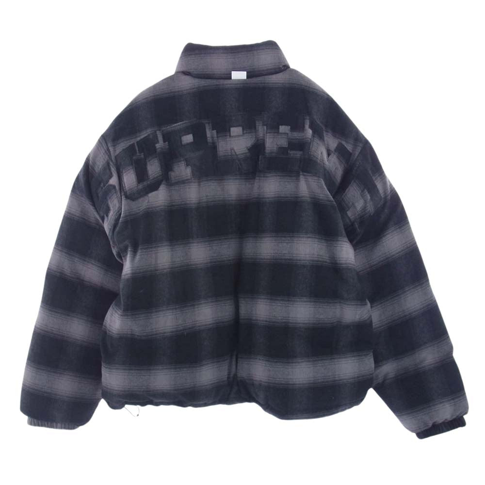 Supreme シュプリーム 22AW FLANNEL REVERSIBLE PUFFER JACKE フランネル リバーシブル パファー ジャケット ブラック系 グレー系 L【極上美品】【中古】