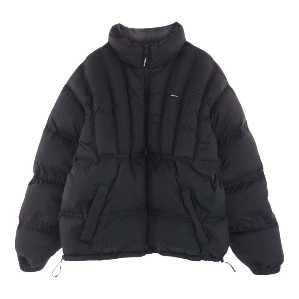 Supreme シュプリーム 22AW FLANNEL REVERSIBLE PUFFER JACKE フランネル リバーシブル パファー ジャケット ブラック系 グレー系 L【極上美品】【中古】