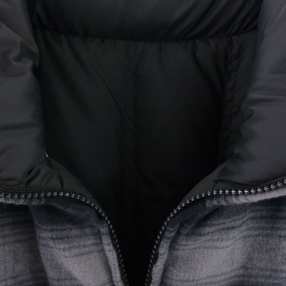 Supreme シュプリーム 22AW FLANNEL REVERSIBLE PUFFER JACKE フランネル リバーシブル パファー ジャケット ブラック系 グレー系 L【極上美品】【中古】