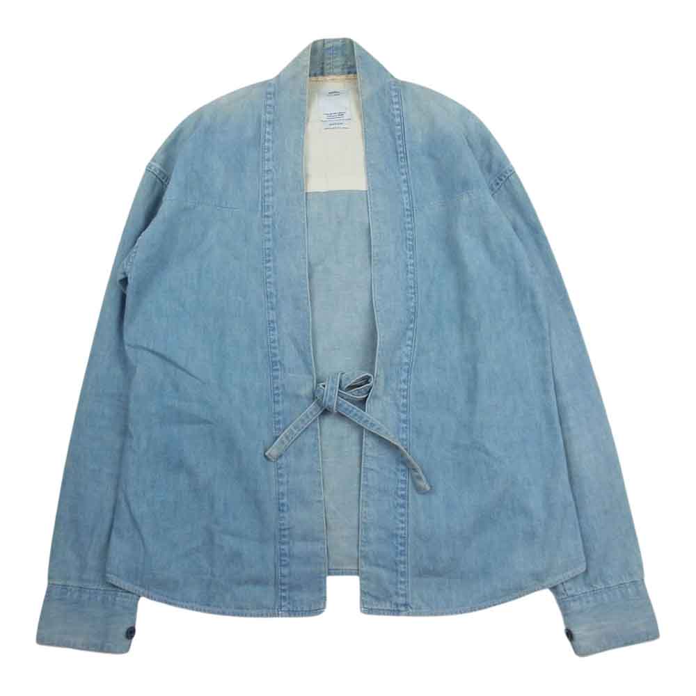 VISVIM ビズビム 13SS 0113105007008 SS LHAMO SHIRT DAMAGED デニム シャンブレー ダメージ加工 ラモ 羽織 シャツ インディゴブルー系 1【中古】