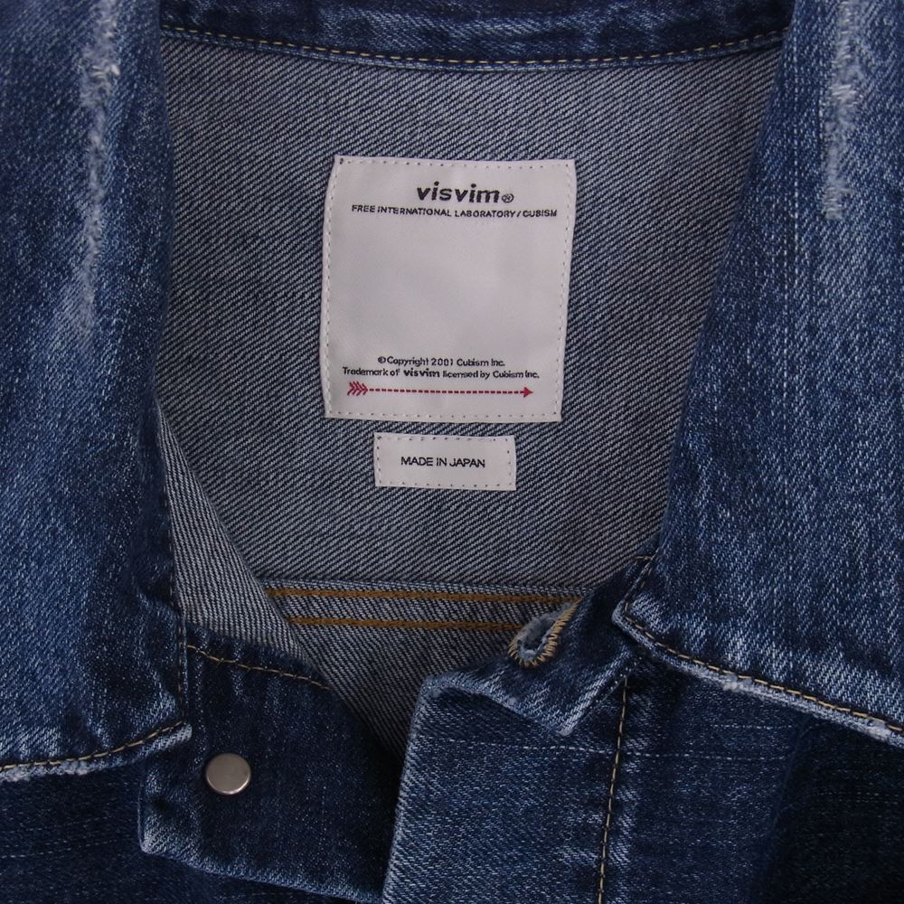 VISVIM ビズビム 23AW 0123205006004 SS 101 JKT DMGD-1010 ペイント加工 ダメージ デニム ジャケット インディゴブルー系 3【美品】【中古】