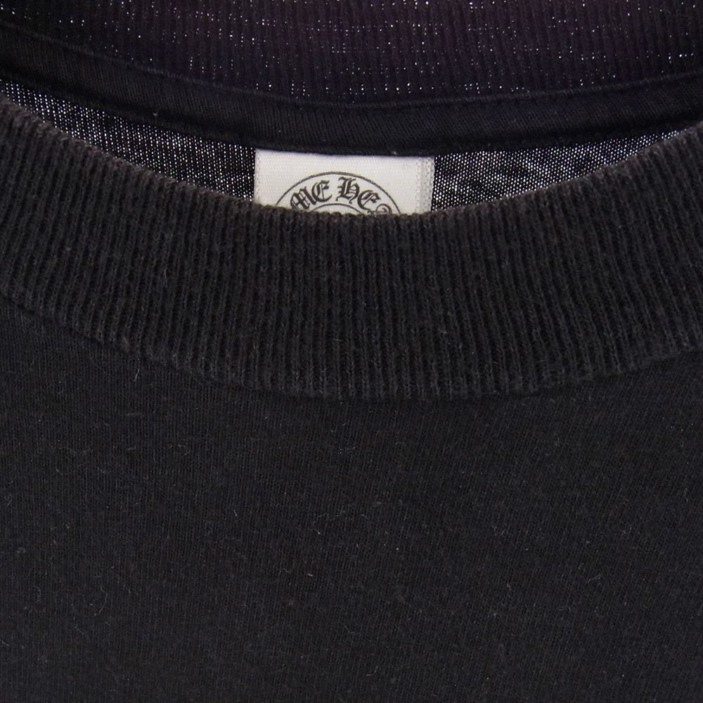 CHROME HEARTS クロムハーツ（原本無） ポケット ロゴ プリント フローラルクロス ロングスリーブ ロンT 長袖 Tシャツ ブラック系 S【中古】