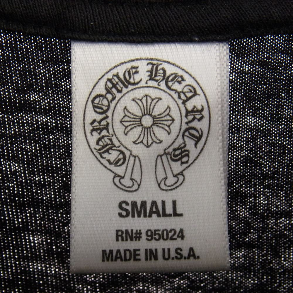 CHROME HEARTS クロムハーツ（原本無） ポケット ロゴ プリント フローラルクロス ロングスリーブ ロンT 長袖 Tシャツ ブラック系 S【中古】