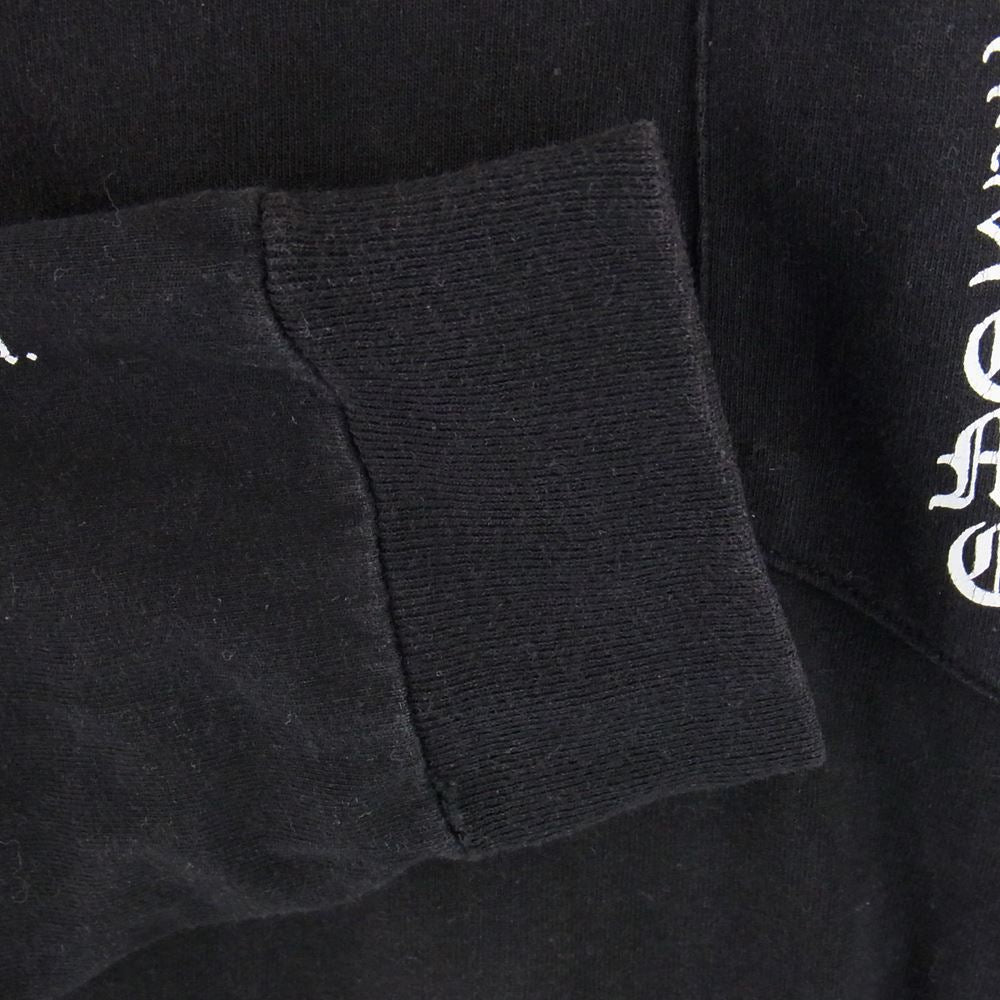 CHROME HEARTS クロムハーツ（原本無） ポケット ロゴ プリント フローラルクロス ロングスリーブ ロンT 長袖 Tシャツ ブラック系 S【中古】