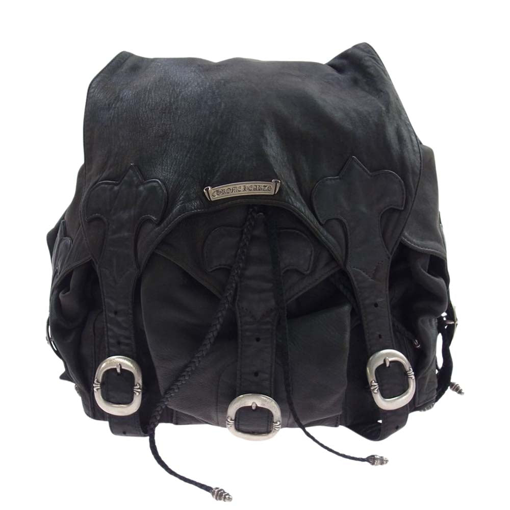 CHROME HEARTS クロムハーツ（原本無） レザー ラージ バックパック フレア ガンスリンガー リュック バッグ ブラック系【中古】