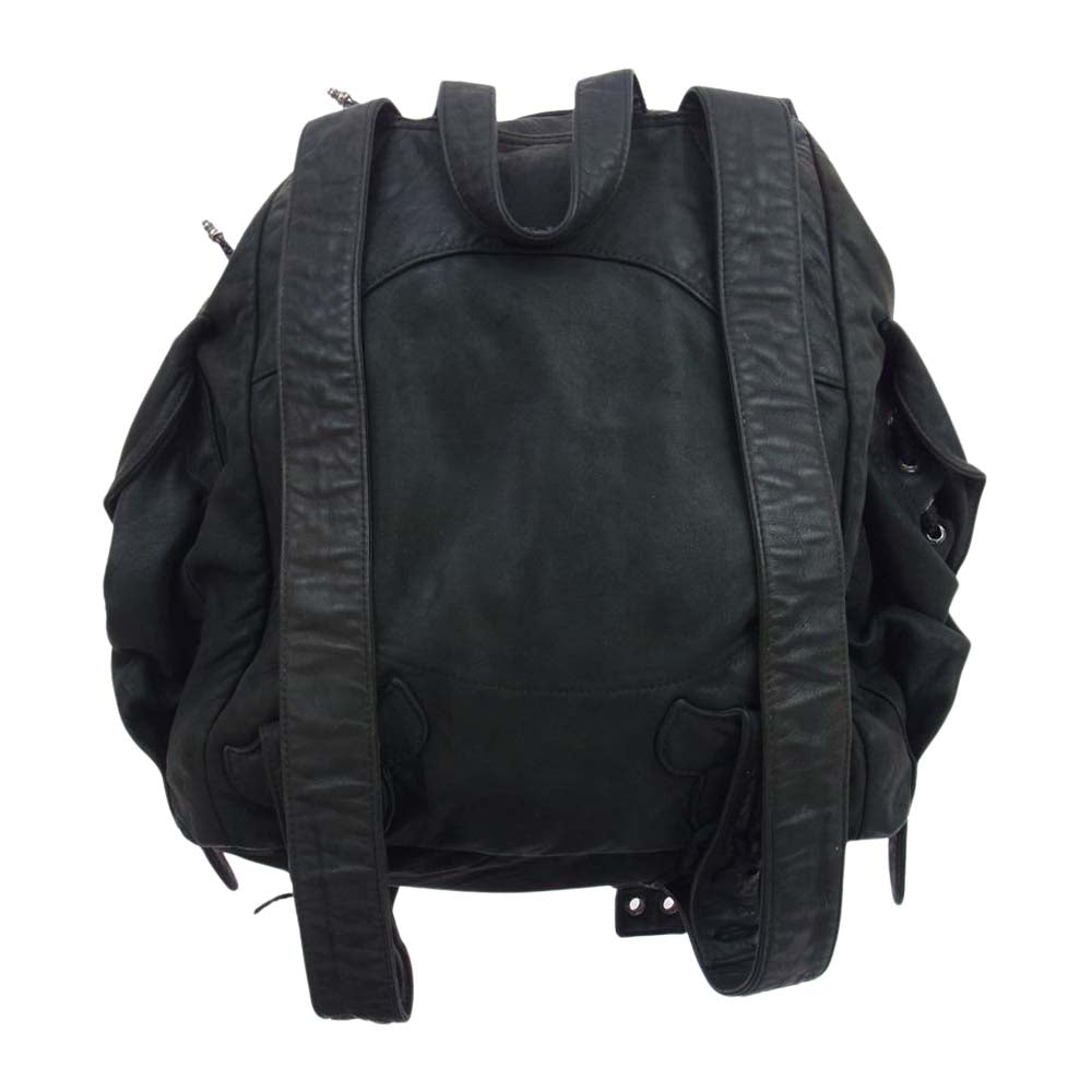 CHROME HEARTS クロムハーツ（原本無） レザー ラージ バックパック フレア ガンスリンガー リュック バッグ ブラック系【中古】
