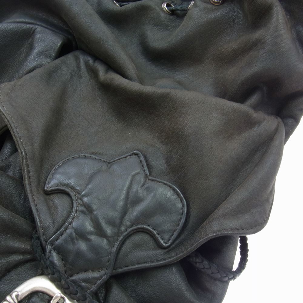 CHROME HEARTS クロムハーツ（原本無） レザー ラージ バックパック フレア ガンスリンガー リュック バッグ ブラック系【中古】