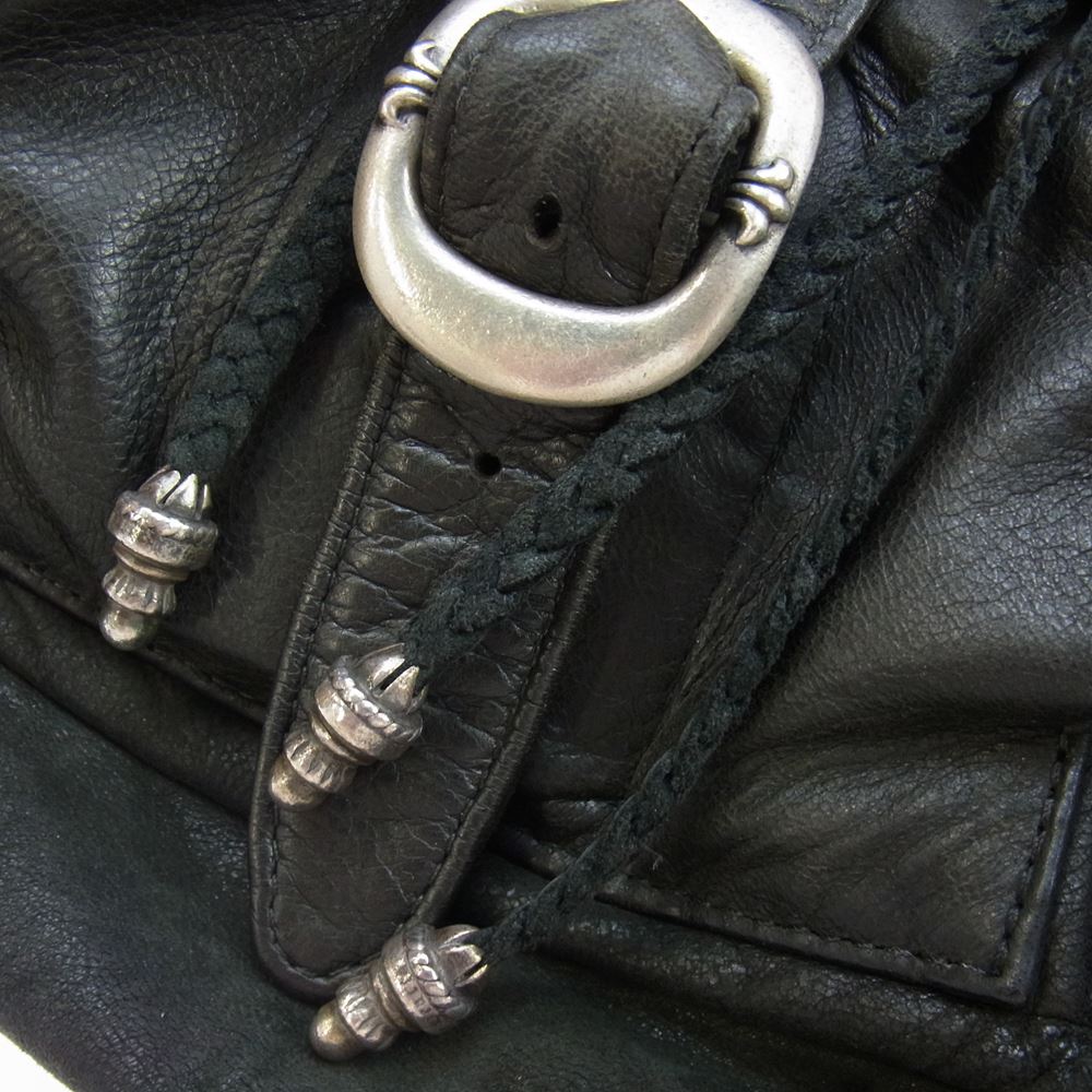 CHROME HEARTS クロムハーツ（原本無） レザー ラージ バックパック フレア ガンスリンガー リュック バッグ ブラック系【中古】