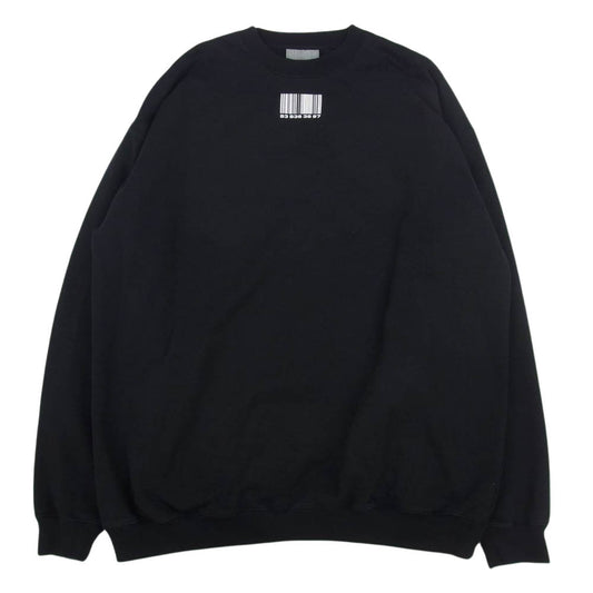 VETEMENTS ヴェトモン VL12TR140B VTMNTS BARCODE Sweatshirt バーコード プリント スウェットシャツ トレーナー ブラック系 S【中古】