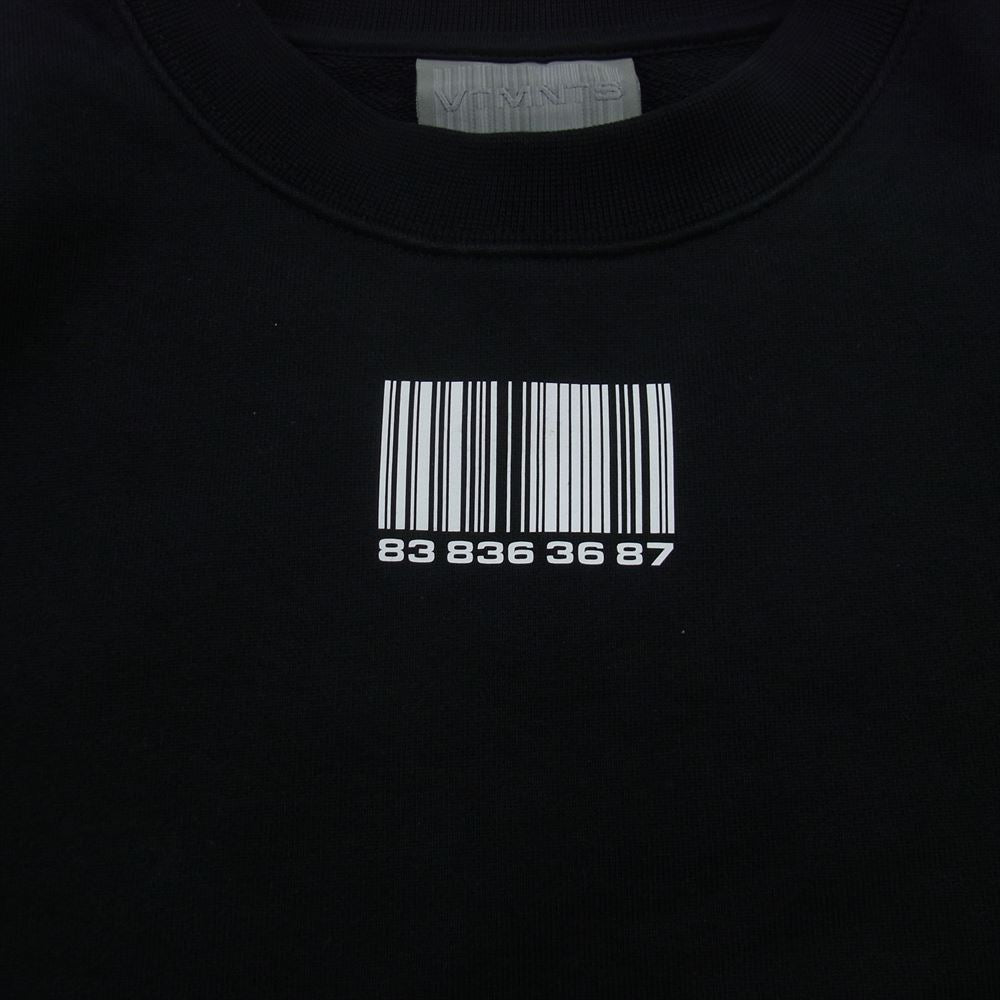 VETEMENTS ヴェトモン VL12TR140B VTMNTS BARCODE Sweatshirt バーコード プリント スウェットシャツ トレーナー ブラック系 S【中古】