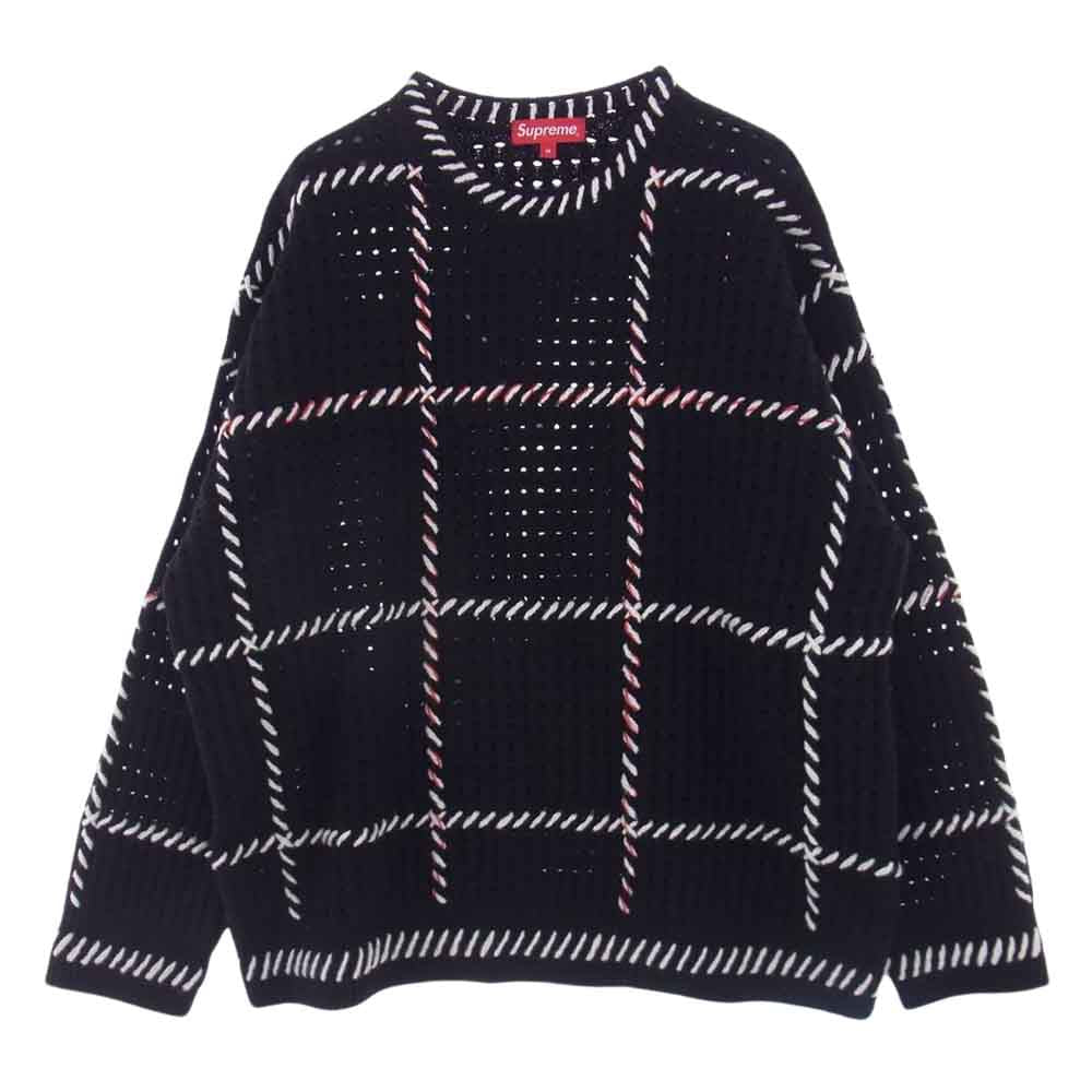 Supreme シュプリーム 23SS QUILT STITCH SWEATER キルト ステッチ セーター ニット トップス ブラック系 M【美品】【中古】