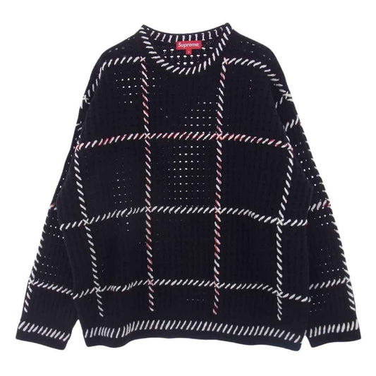 Supreme シュプリーム 23SS QUILT STITCH SWEATER キルト ステッチ セーター ニット トップス ブラック系 M【美品】【中古】