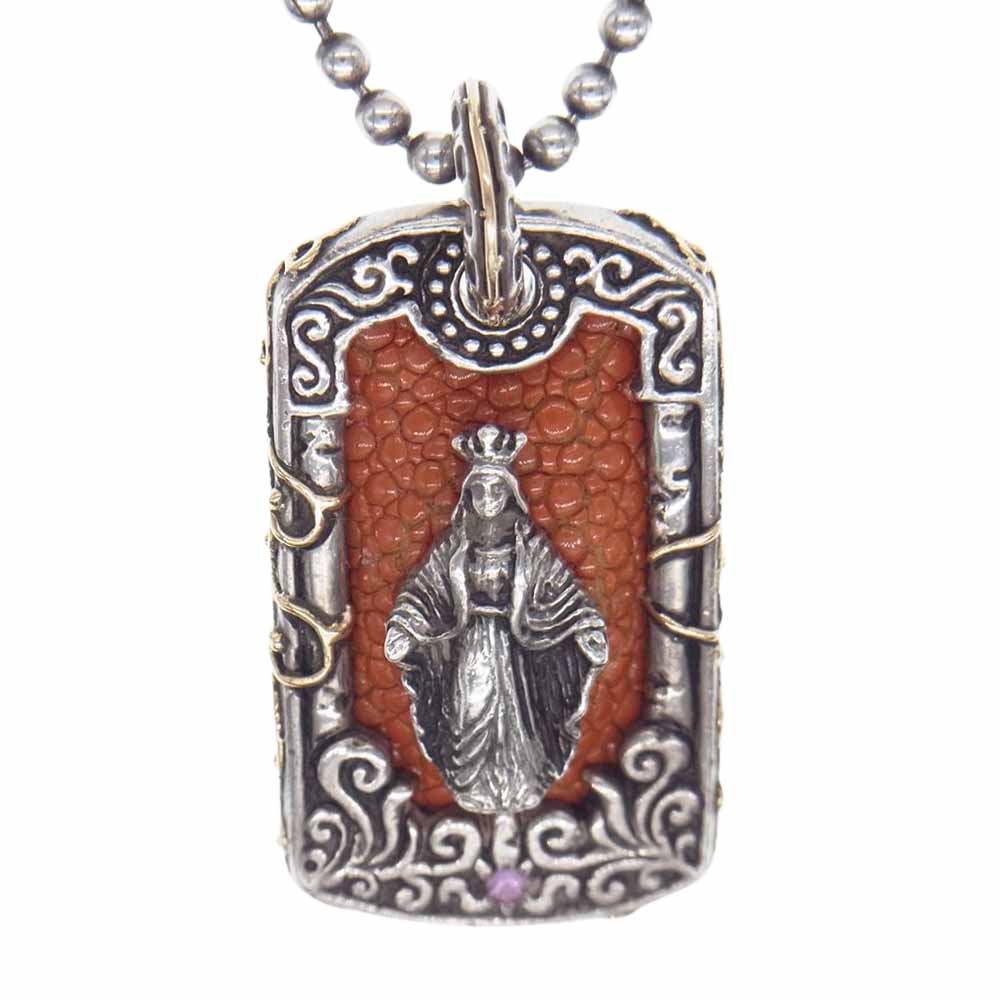 LEATHERS AND TREASURES レザーズアンドトレジャーズ マリア ペンダント ネックレス ストーン レザー シルバー系【中古】