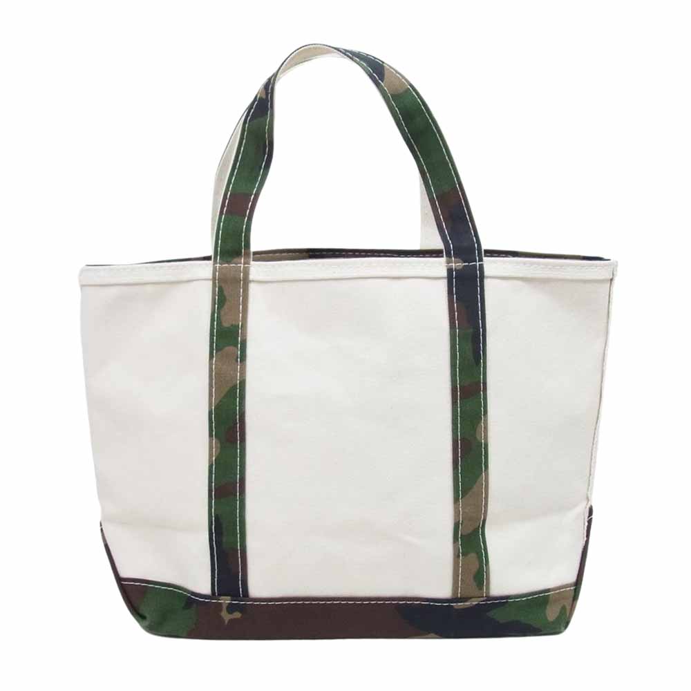 L.L.Bean エルエルビーン キャンバス トート バッグ カモフラ 迷彩 切替 オフホワイト系【中古】