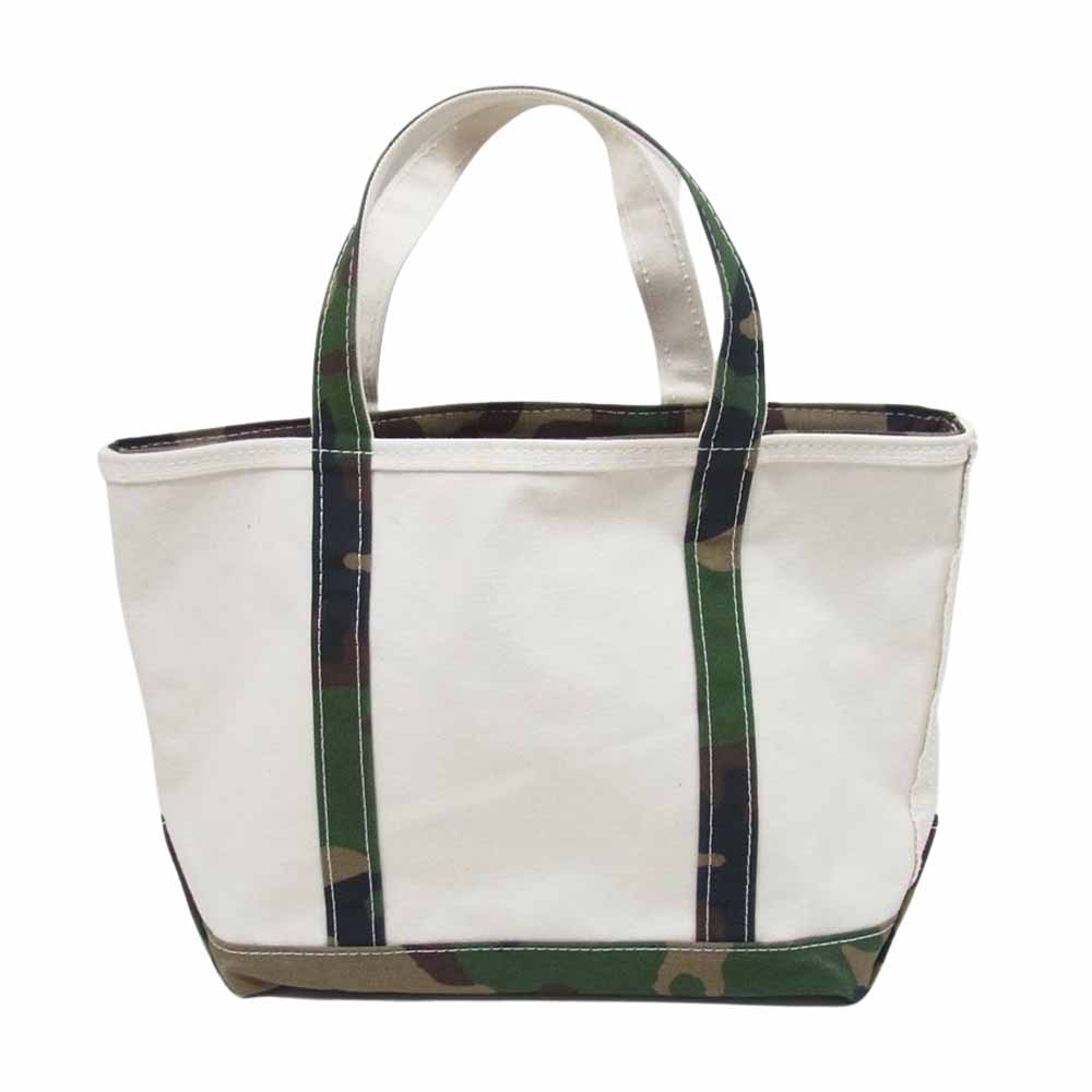 L.L.Bean エルエルビーン キャンバス トート バッグ カモフラ 迷彩 切替 オフホワイト系【中古】