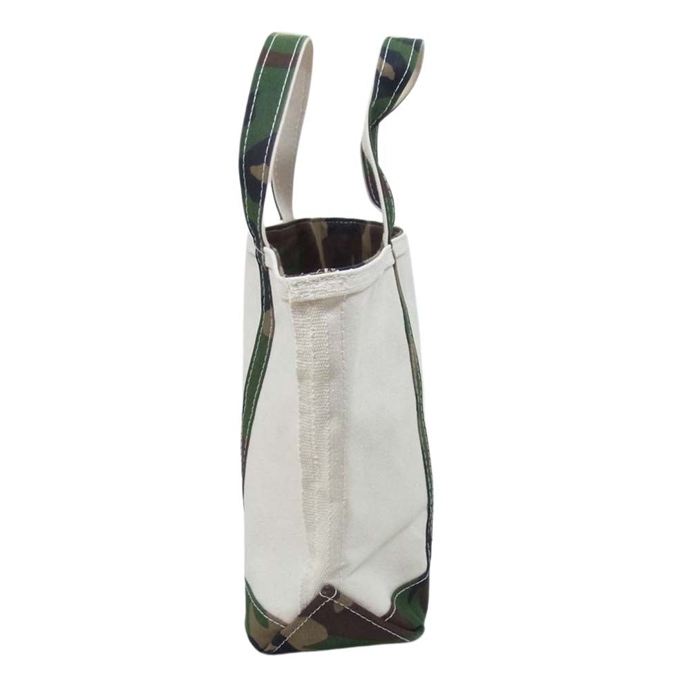 L.L.Bean エルエルビーン キャンバス トート バッグ カモフラ 迷彩 切替 オフホワイト系【中古】