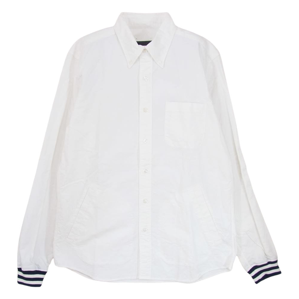 SOPHNET. ソフネット 17AW SOPH-178054 RIB B.D SHIRT 袖リブ ロングスリーブ 長袖 ボタンダウン シャツ ホワイト系 M【中古】
