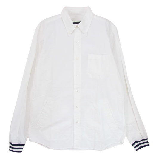 SOPHNET. ソフネット 17AW SOPH-178054 RIB B.D SHIRT 袖リブ ロングスリーブ 長袖 ボタンダウン シャツ ホワイト系 M【中古】