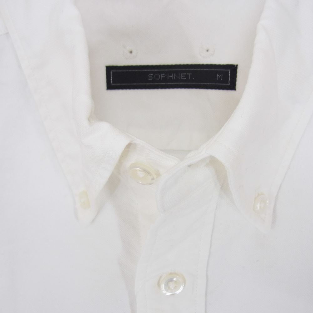SOPHNET. ソフネット 17AW SOPH-178054 RIB B.D SHIRT 袖リブ ロングスリーブ 長袖 ボタンダウン シャツ ホワイト系 M【中古】