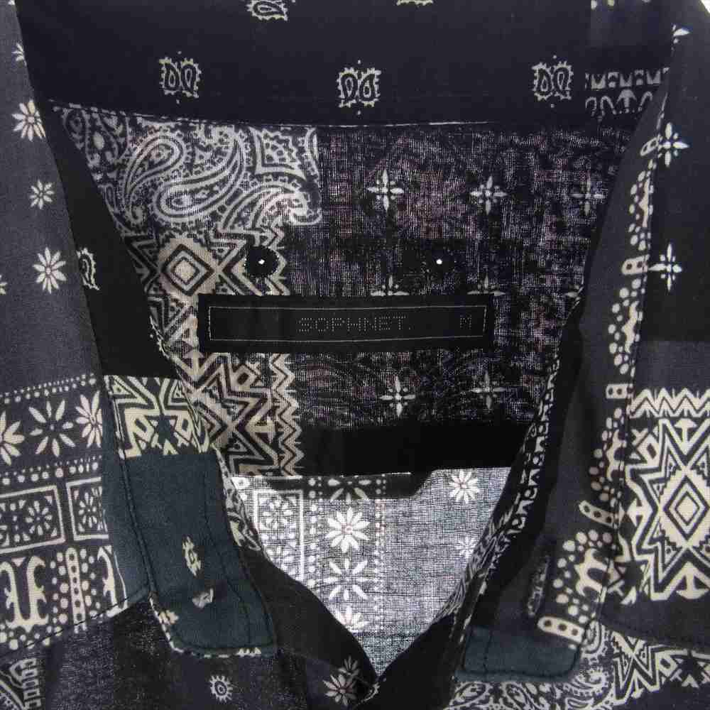 SOPHNET. ソフネット SOPH-180020 BANDANA REGULAR COLLAR SHIRT バンダナ レギュラー カラー 長袖 シャツ ブラック系 M【中古】