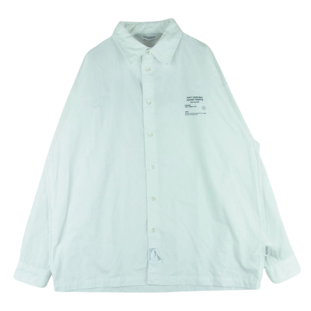 フォーティーパーセントアゲインストライツ 1530042318 バックロゴプリント レギュラーカラー 長袖 シャツ ホワイト系 S【中古】