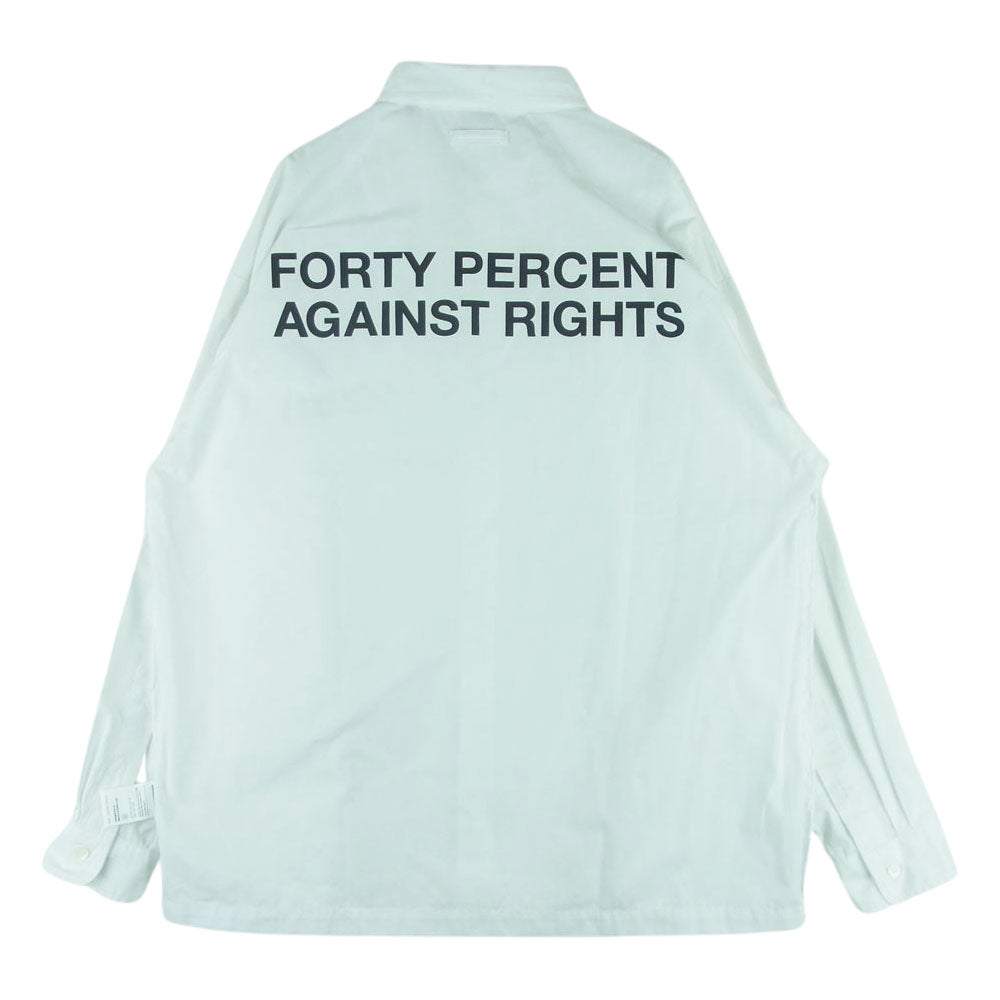 フォーティーパーセントアゲインストライツ 1530042318 バックロゴプリント レギュラーカラー 長袖 シャツ ホワイト系 S【中古】