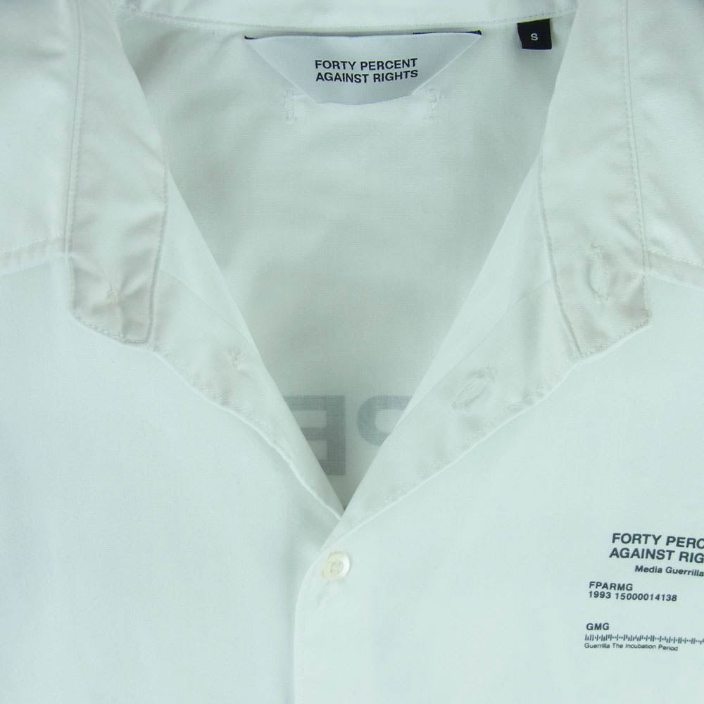 フォーティーパーセントアゲインストライツ 1530042318 バックロゴプリント レギュラーカラー 長袖 シャツ ホワイト系 S【中古】