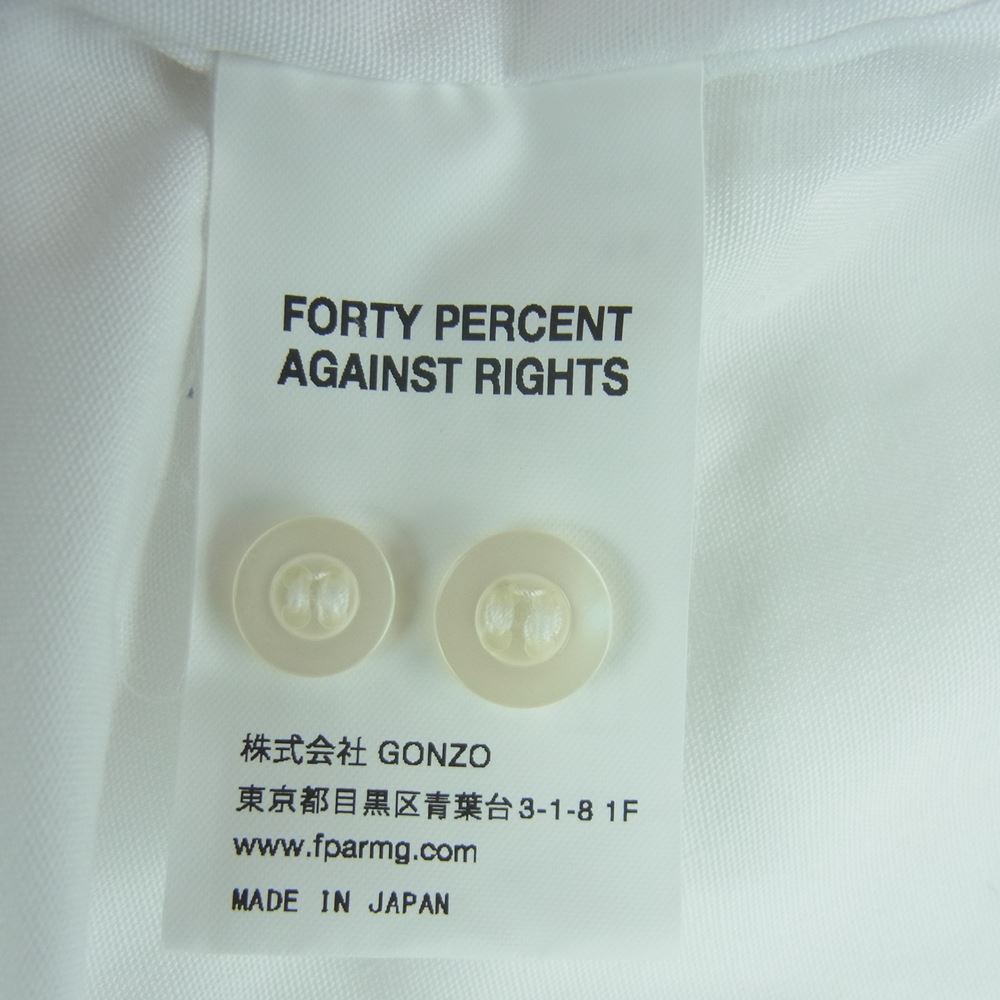 フォーティーパーセントアゲインストライツ 1530042318 バックロゴプリント レギュラーカラー 長袖 シャツ ホワイト系 S【中古】