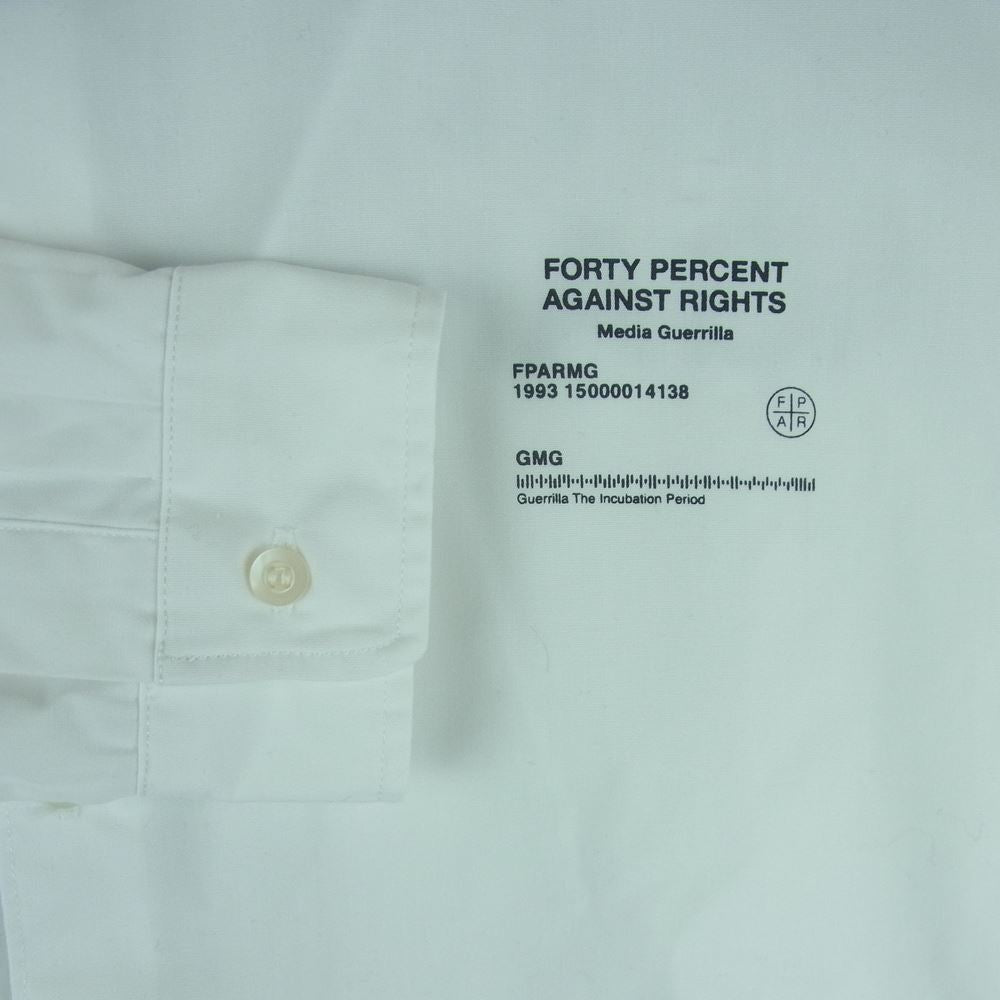 フォーティーパーセントアゲインストライツ 1530042318 バックロゴプリント レギュラーカラー 長袖 シャツ ホワイト系 S【中古】