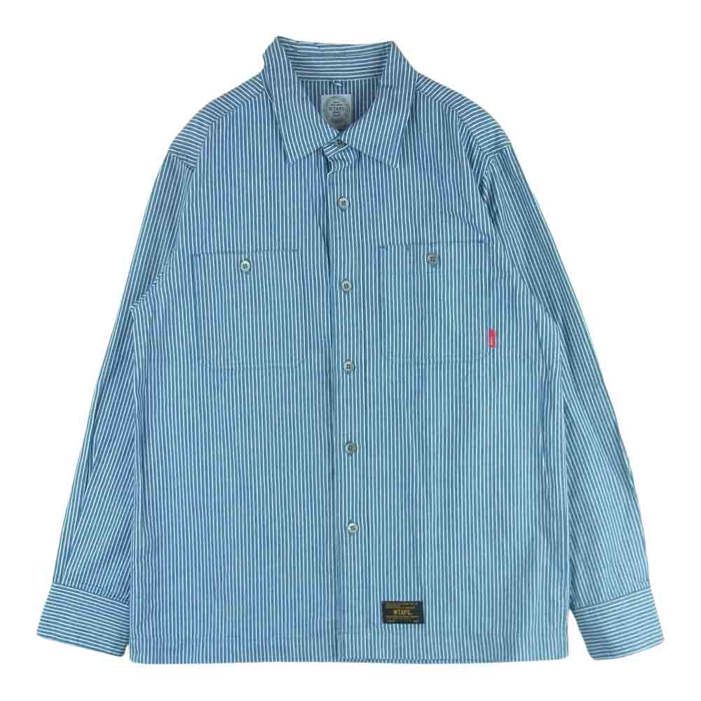 WTAPS ダブルタップス 16AW 161LTDT-SHM02 UNION LS 02 ユニオン ストライプ シャツ 長袖 ライトブルー系 M【中古】
