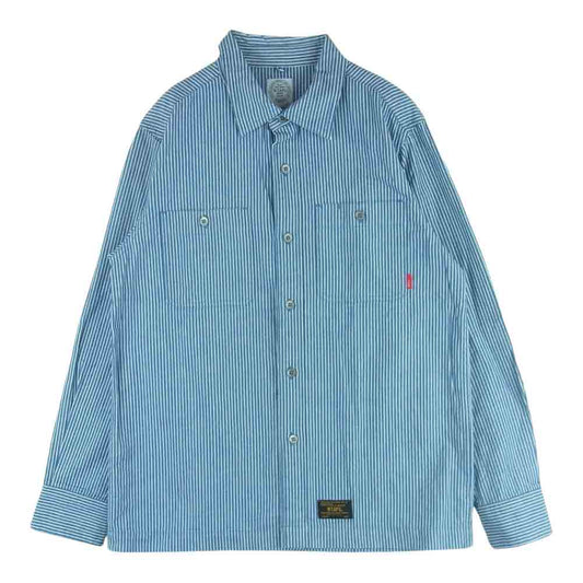 WTAPS ダブルタップス 16AW 161LTDT-SHM02 UNION LS 02 ユニオン ストライプ シャツ 長袖 ライトブルー系 M【中古】