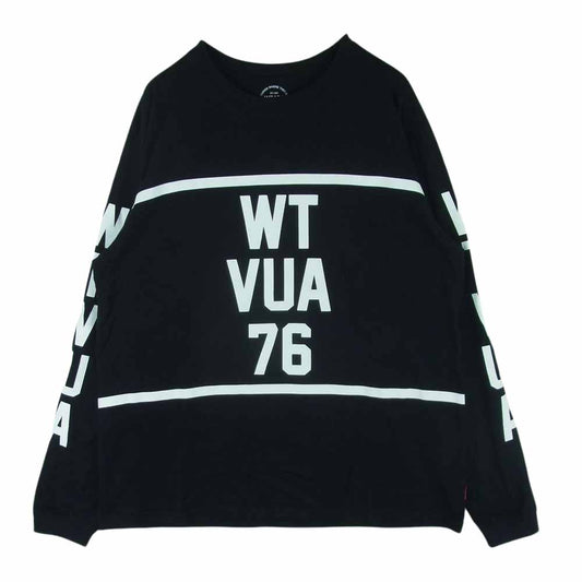 WTAPS ダブルタップス WTVUA/TEE.LS WT VUA 76 クルーネック 長袖 プリント Tシャツ ブラック系 ホワイト系 2【中古】