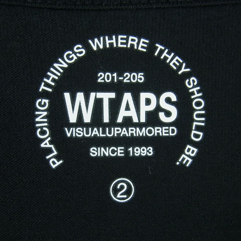 WTAPS ダブルタップス WTVUA/TEE.LS WT VUA 76 クルーネック 長袖 プリント Tシャツ ブラック系 ホワイト系 2【中古】