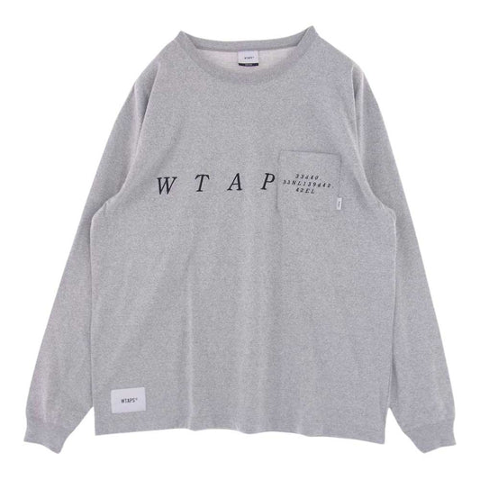 WTAPS ダブルタップス 181ATDT-CSM04 Long Sleeve Blank System Tee ブランク システム ロゴ刺繍 ポケット付き 長袖 Tシャツ グレー系 2【中古】