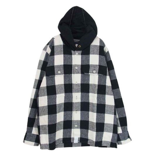 DESCENDANT ディセンダント SPICOLI HOODED SHIRT スピコリ フーデッド シャツ パーカー ブラック系 ホワイト系 1【中古】