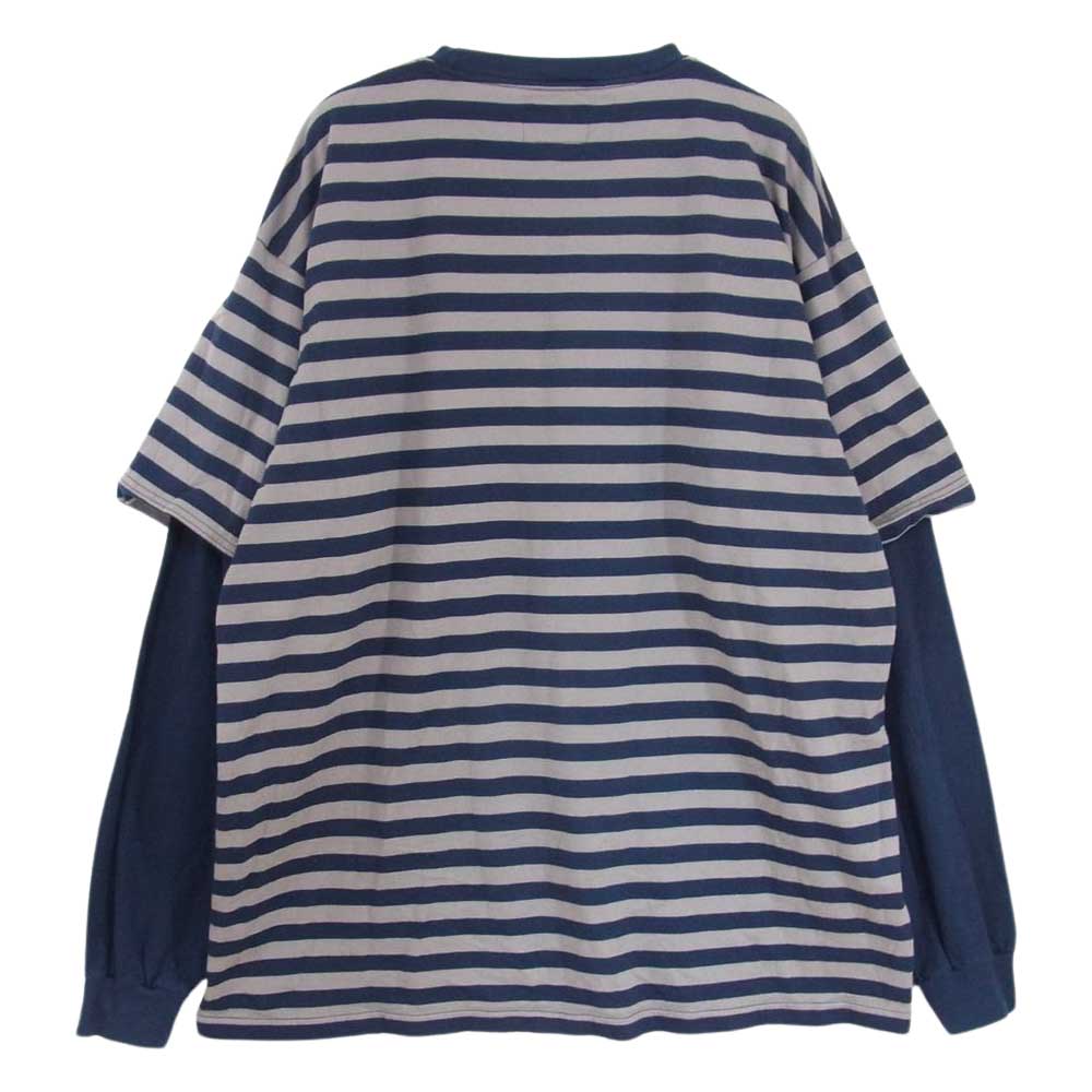 DESCENDANT ディセンダント Ron Herman ロンハーマン別注 MILITIA LAYERD TEE レイヤード ボーダー 長袖 Tシャツ ブラウン系 2【中古】