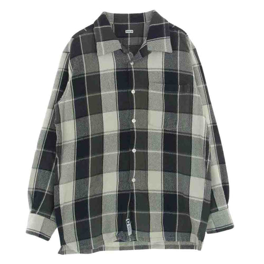 シークエル 21AW CHECK NEL SHIRT チェック柄 ライトコットン ネルシャツ 長袖 シャツ ブラック系 オフホワイト系 M【中古】