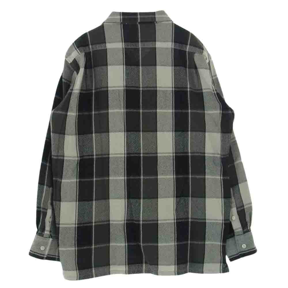 シークエル 21AW CHECK NEL SHIRT チェック柄 ライトコットン ネルシャツ 長袖 シャツ ブラック系 オフホワイト系 M【中古】