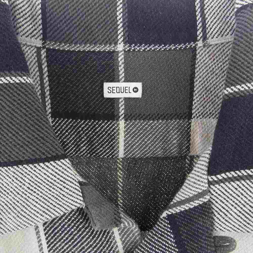 シークエル 21AW CHECK NEL SHIRT チェック柄 ライトコットン ネルシャツ 長袖 シャツ ブラック系 オフホワイト系 M【中古】