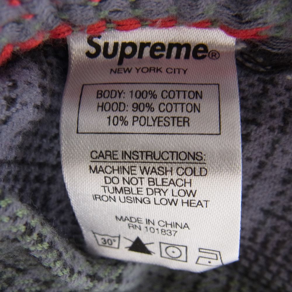 Supreme シュプリーム 18AW Hooded Jacguard Flannnel shirt フーデッド ジャガード フランネル 長袖 シャツ フーディー パーカー M【中古】