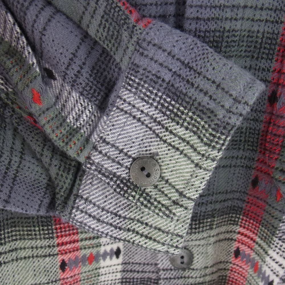 Supreme シュプリーム 18AW Hooded Jacguard Flannnel shirt フーデッド ジャガード フランネル 長袖 シャツ フーディー パーカー M【中古】
