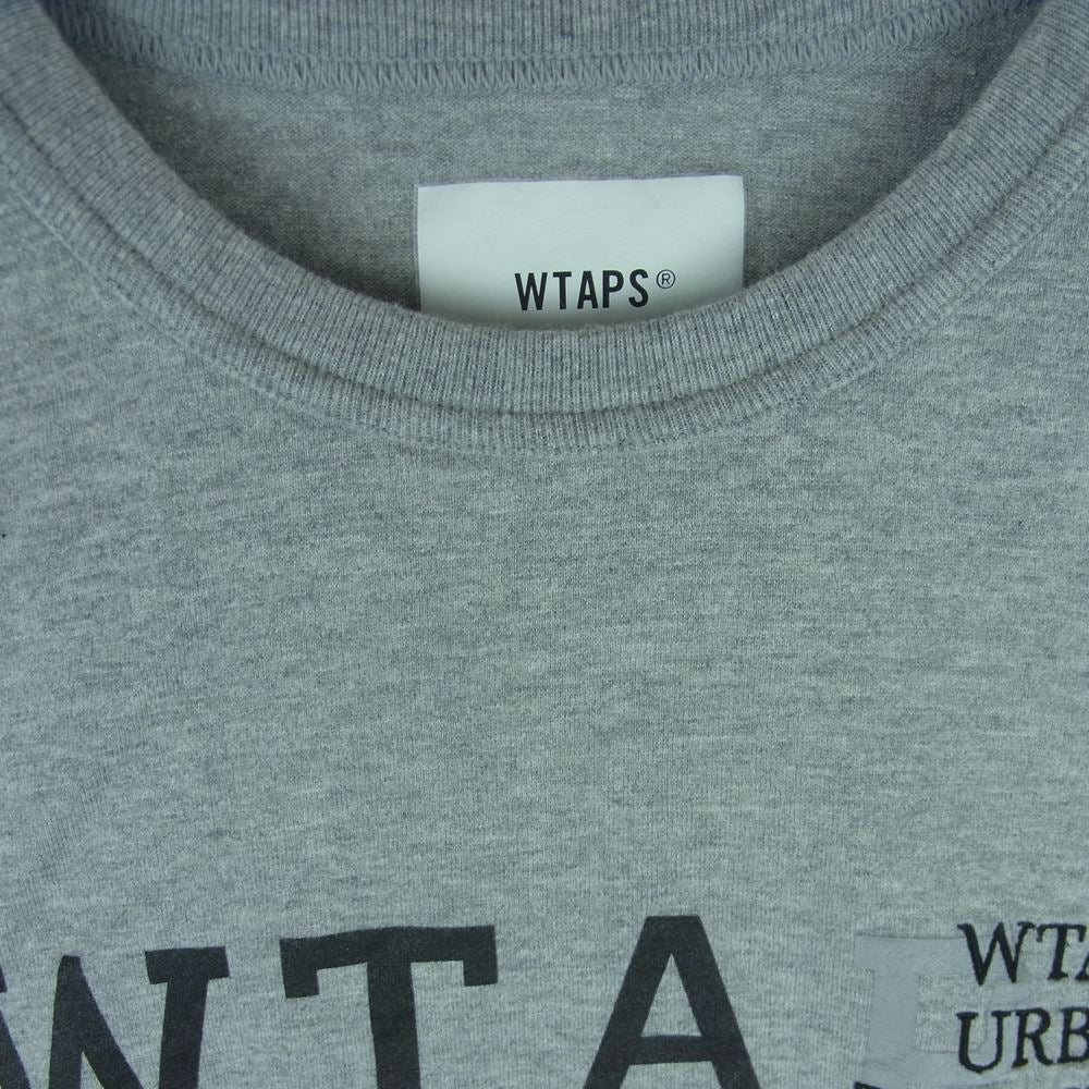 WTAPS ダブルタップス 23SS 231ATDT-CSM03 DESIGN 01 LS COTTON. COLLEGE クルーネック ロゴプリント 長袖 Tシャツ カットソー ロンT グレー系 02【中古】