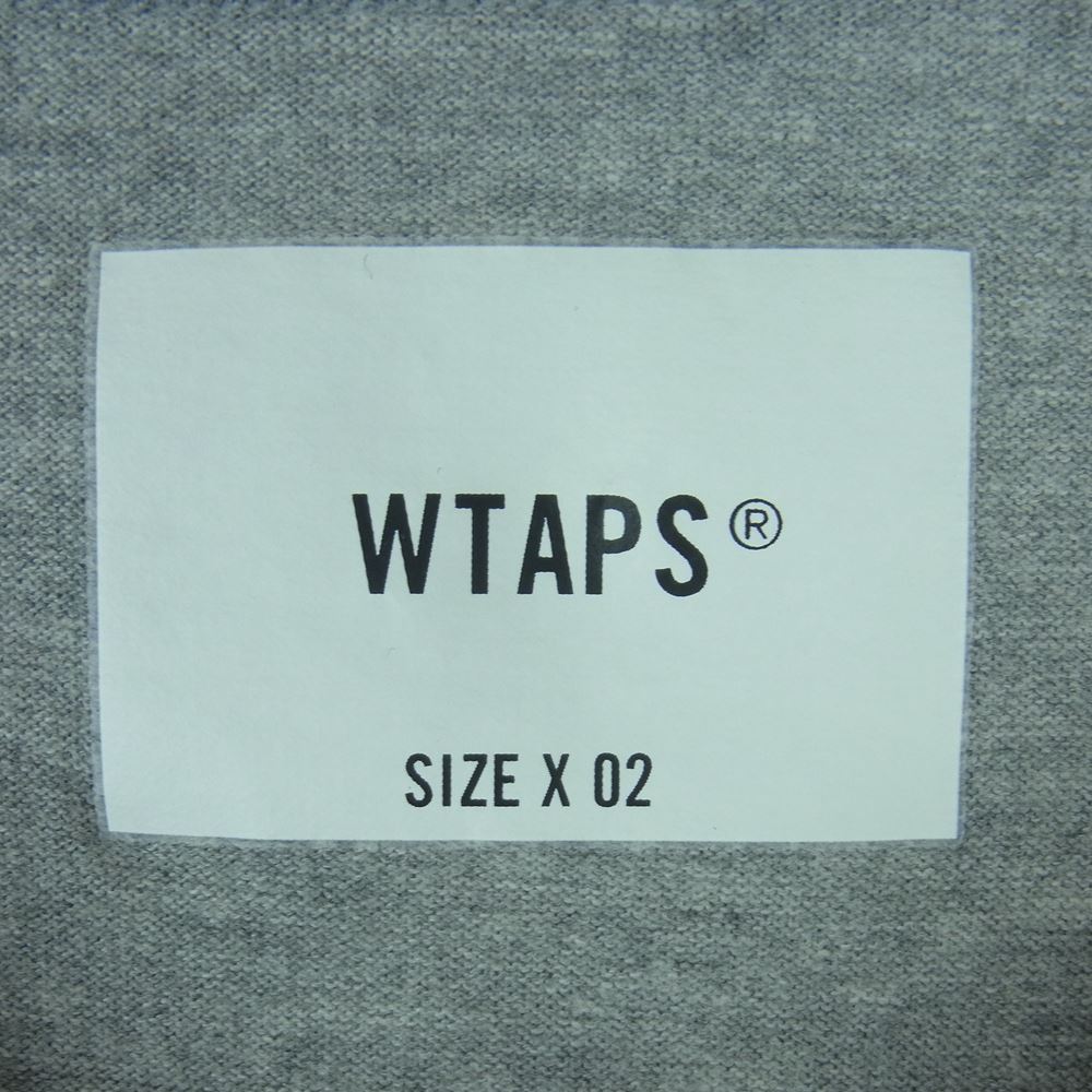 WTAPS ダブルタップス 23SS 231ATDT-CSM03 DESIGN 01 LS COTTON. COLLEGE クルーネック ロゴプリント 長袖 Tシャツ カットソー ロンT グレー系 02【中古】