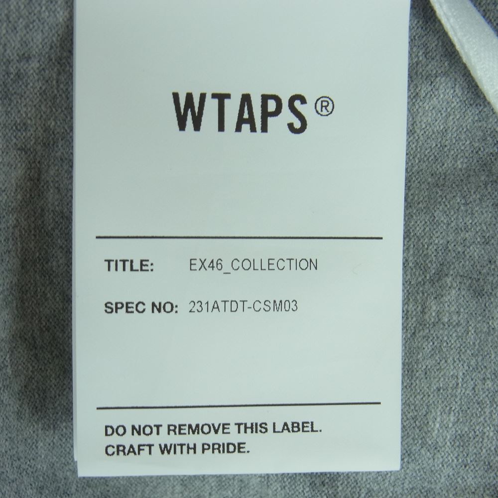 WTAPS ダブルタップス 23SS 231ATDT-CSM03 DESIGN 01 LS COTTON. COLLEGE クルーネック ロゴプリント 長袖 Tシャツ カットソー ロンT グレー系 02【中古】
