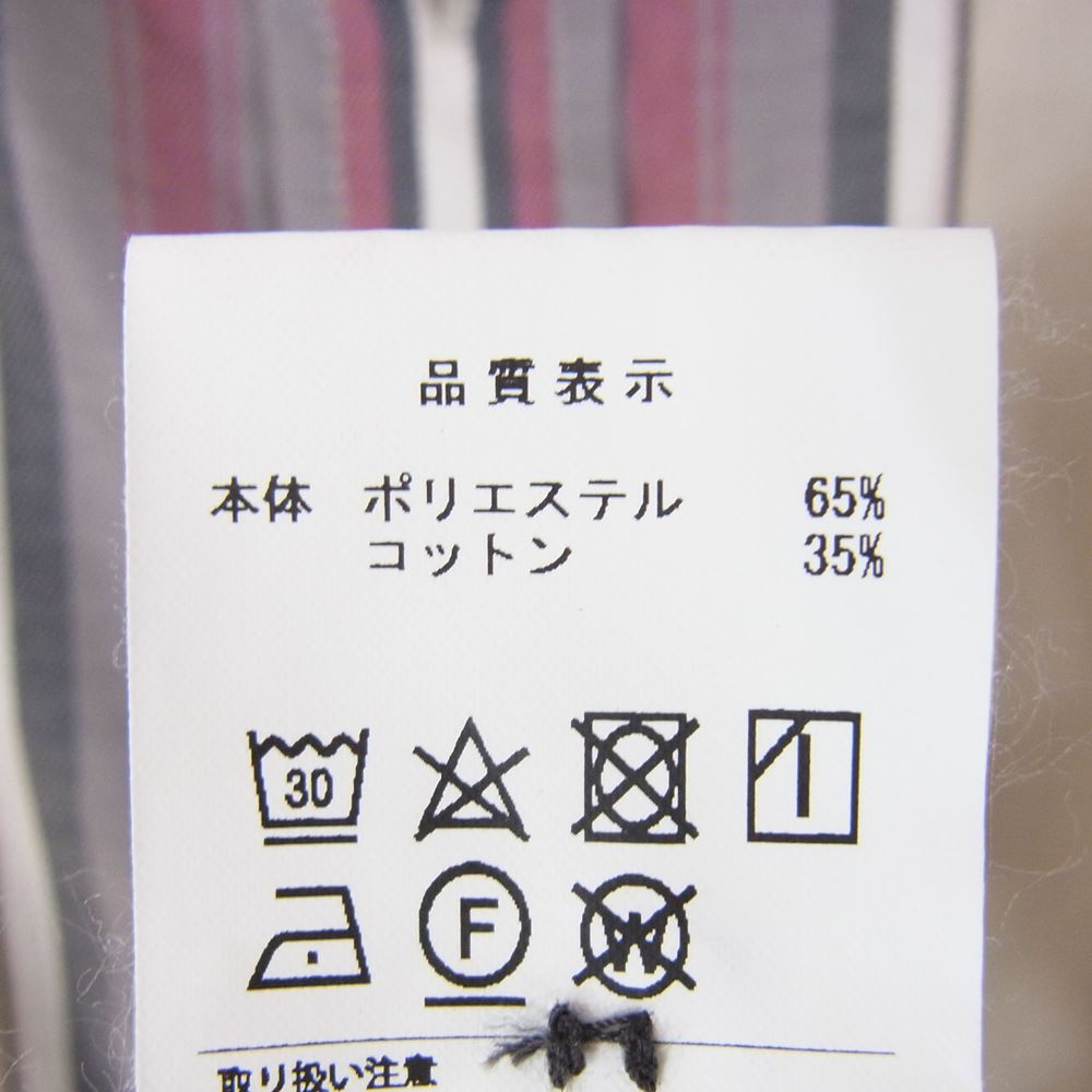 DESCENDANT ディセンダント 22SS CHIEF MULTI STRIPE LS SHIRT FULL カシャロ刺繍 シェフ マルチストライプ 長袖 シャツ ベージュ系 2【中古】