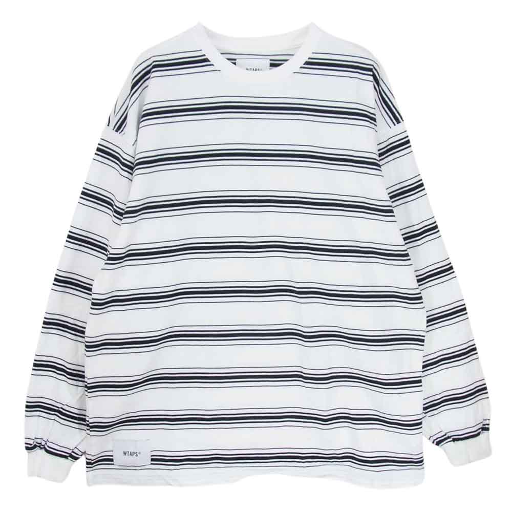 WTAPS ダブルタップス 22AW 222ATDT-CSM13 BDY 01／LS／COTTON ボーダー ロングスリーブ 長袖 Tシャツ  ホワイト系 ブラック系 X02【中古】